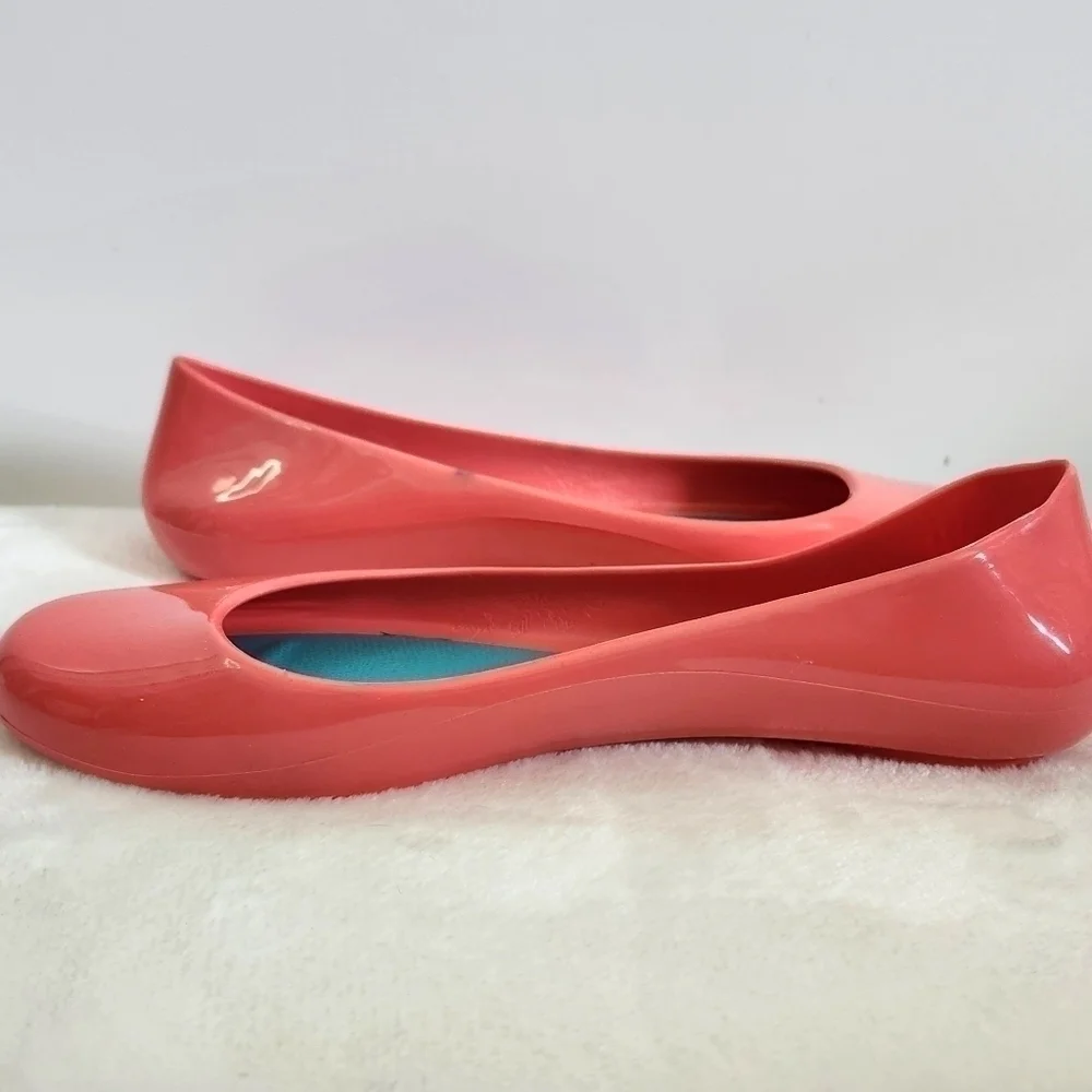 Oka B Taylor Coral Pink Rubber Jelly Ballet Slip On Flats Women Size US 8 EU 38 - Picture 5 of 14